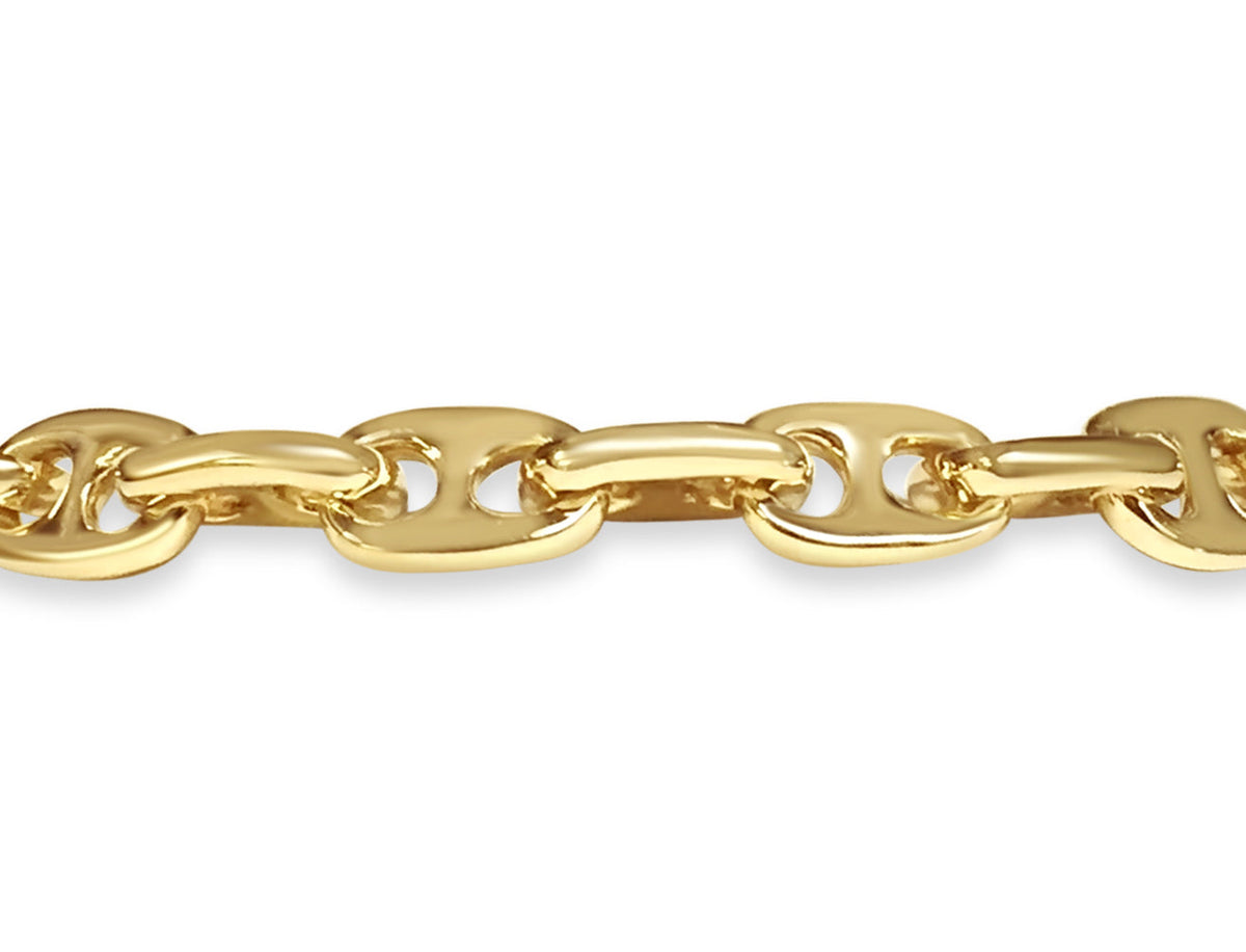 Anchor Mariner Solid White/Yellow/Rose Gold Handmade Necklace , 9mm, 16-30 Inch