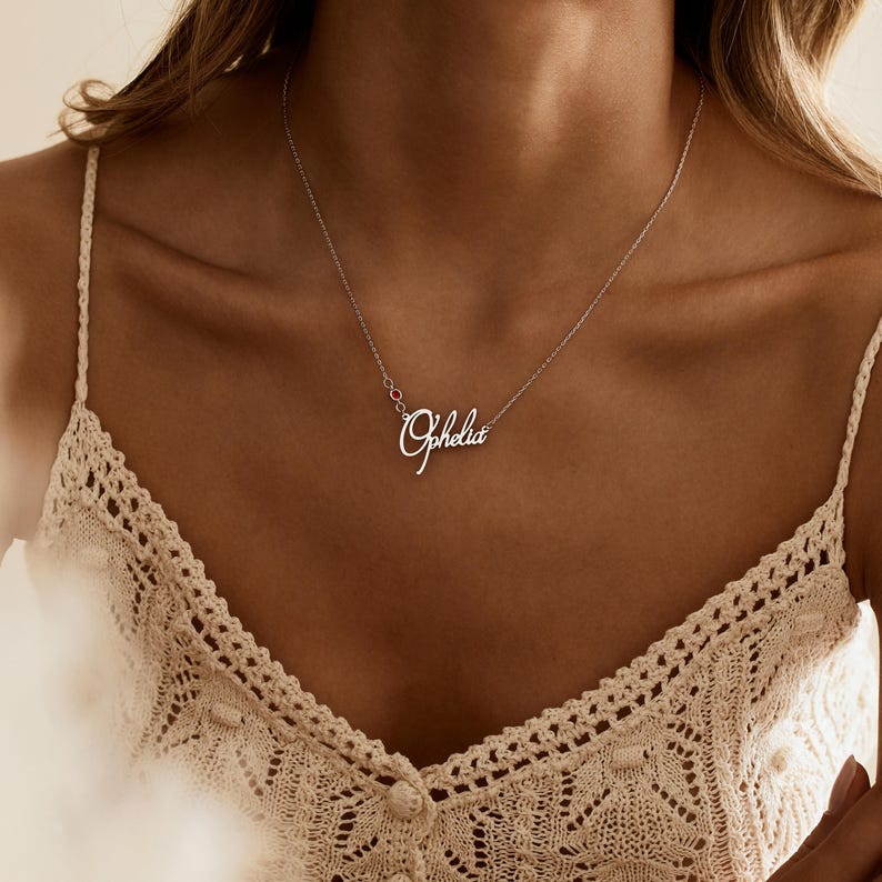 Personalized Cursive Name & Birthstone Necklace