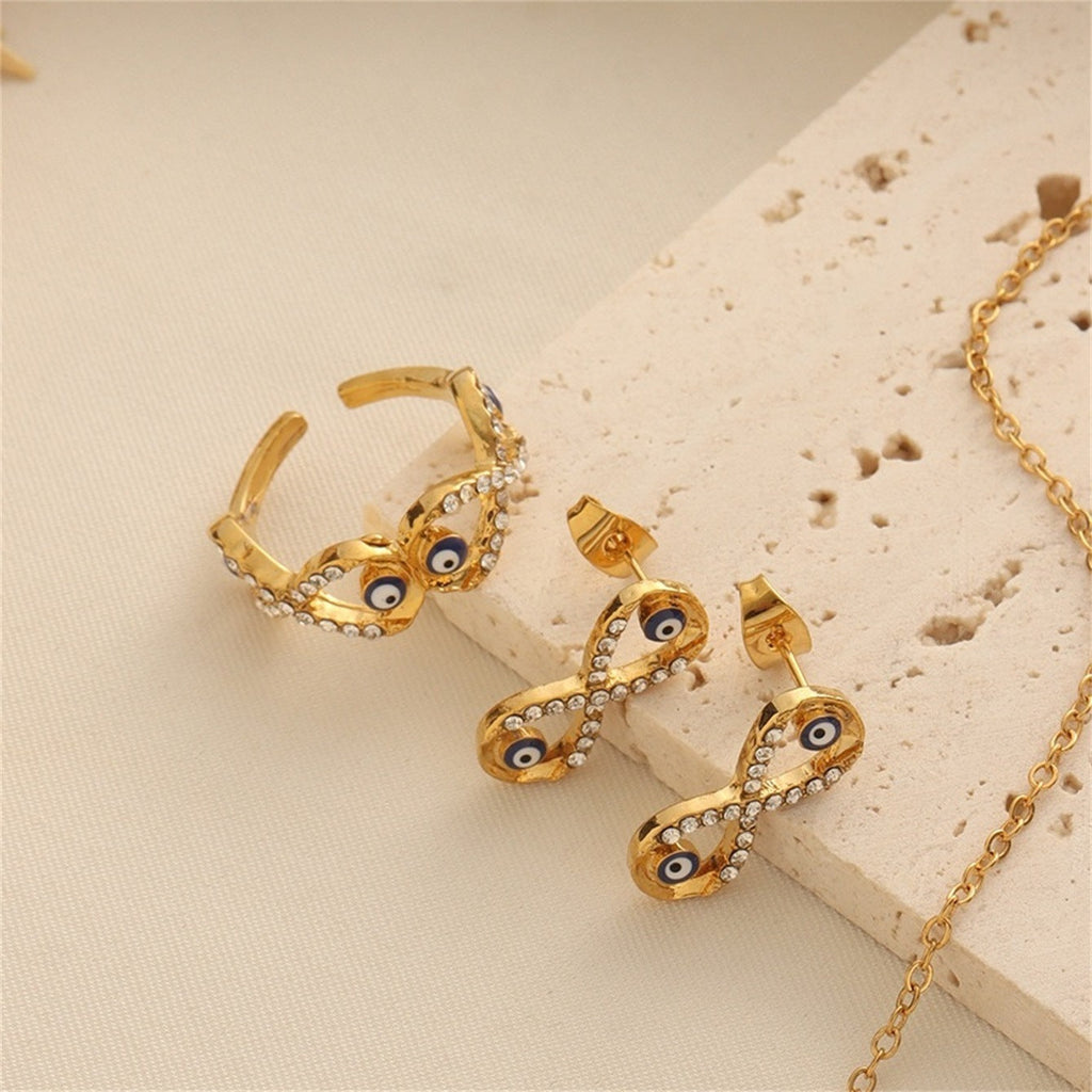 White Crystal Evil Eye Jewelry Set