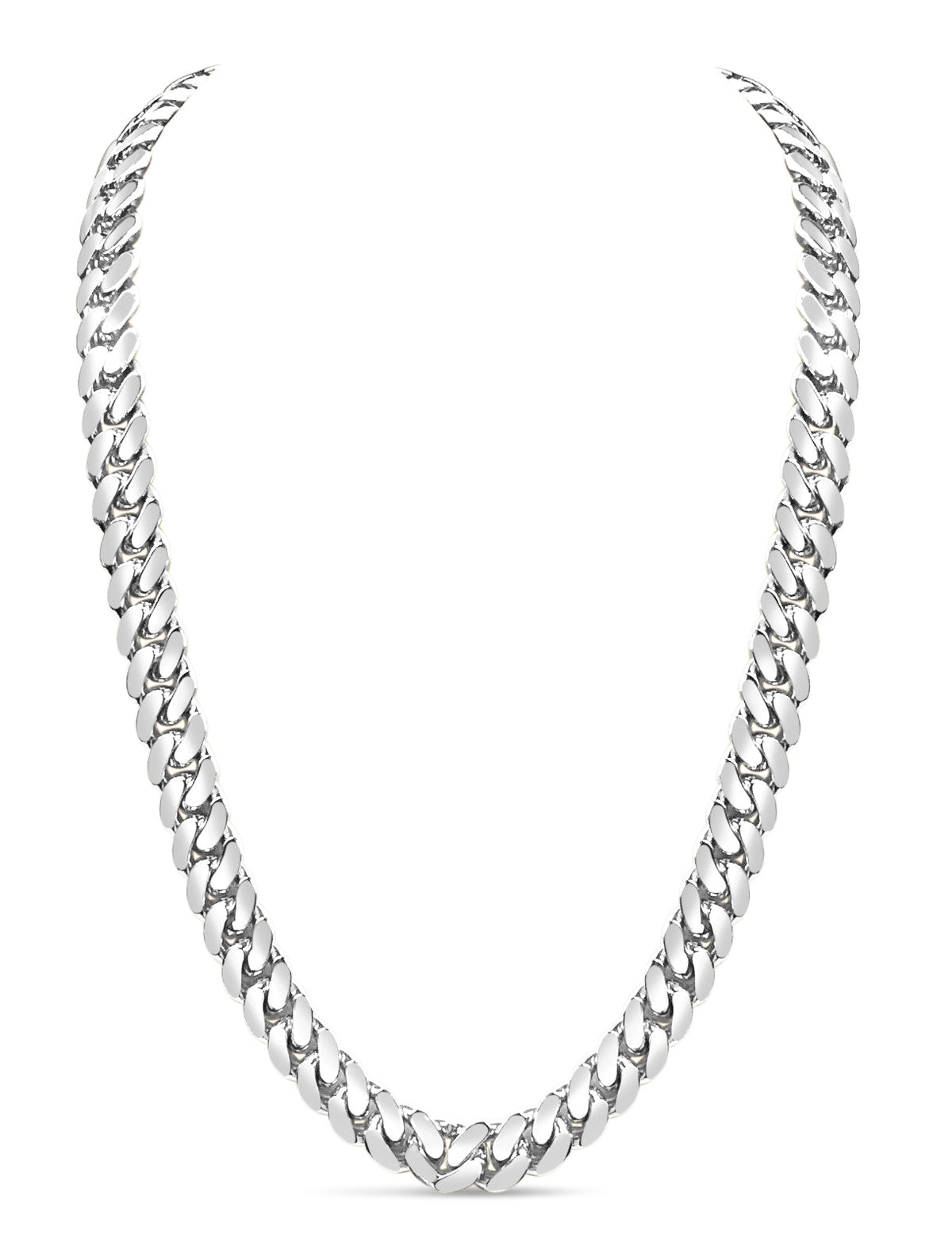 Miami Cuban Solid White/Yellow/Rose Gold Handmade Necklace , 13mm, 16-30 Inch