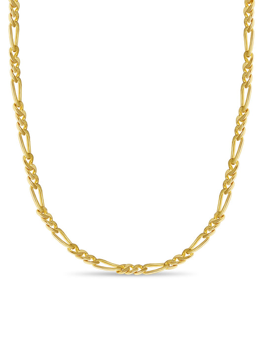 Figaro Solid White/Yellow/Rose Gold Handmade Necklace , 7mm, 16-30 Inch