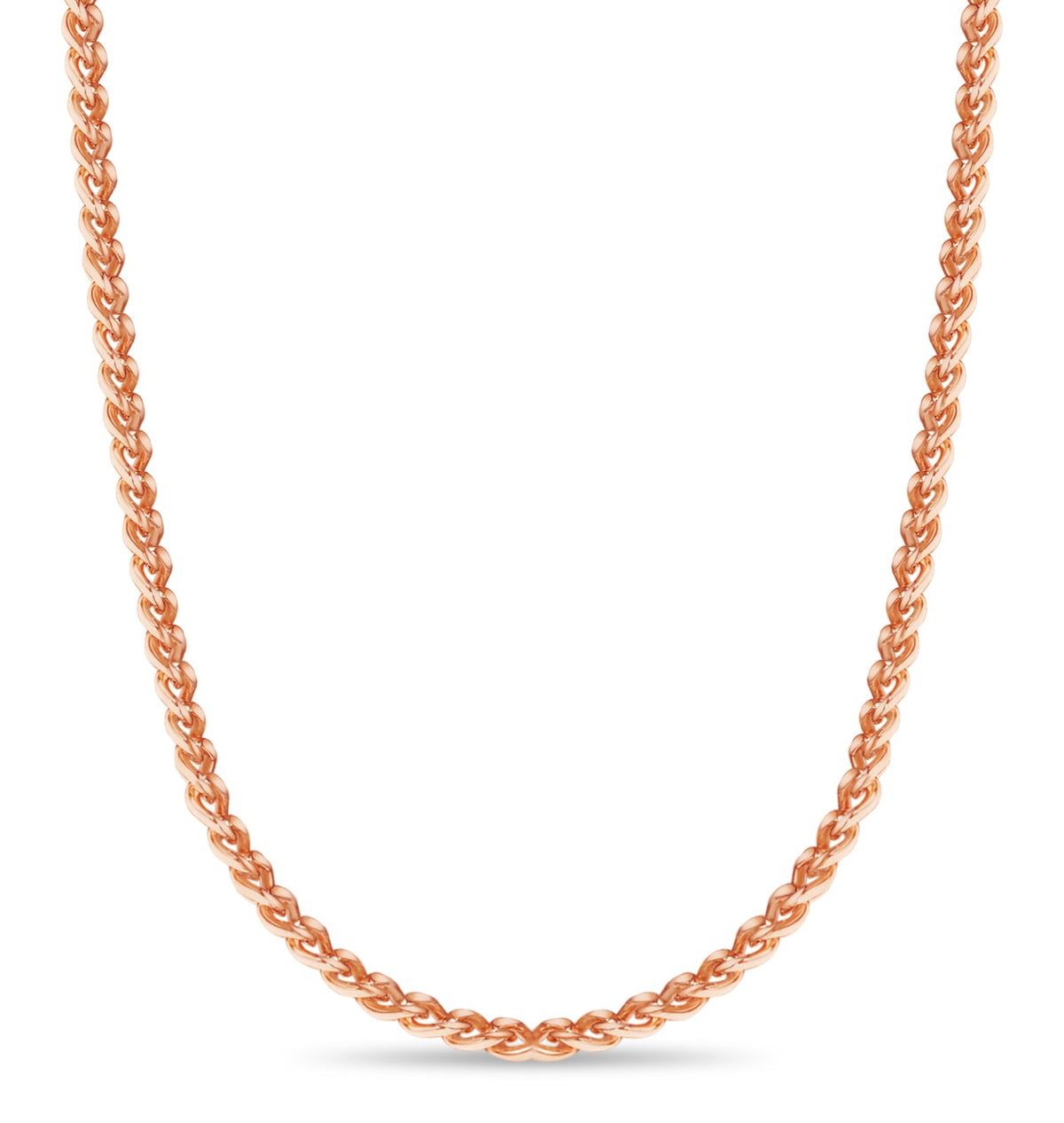 Curb Solid White/Yellow/Rose Gold Handmade Necklace , 8mm, 16-30 Inch