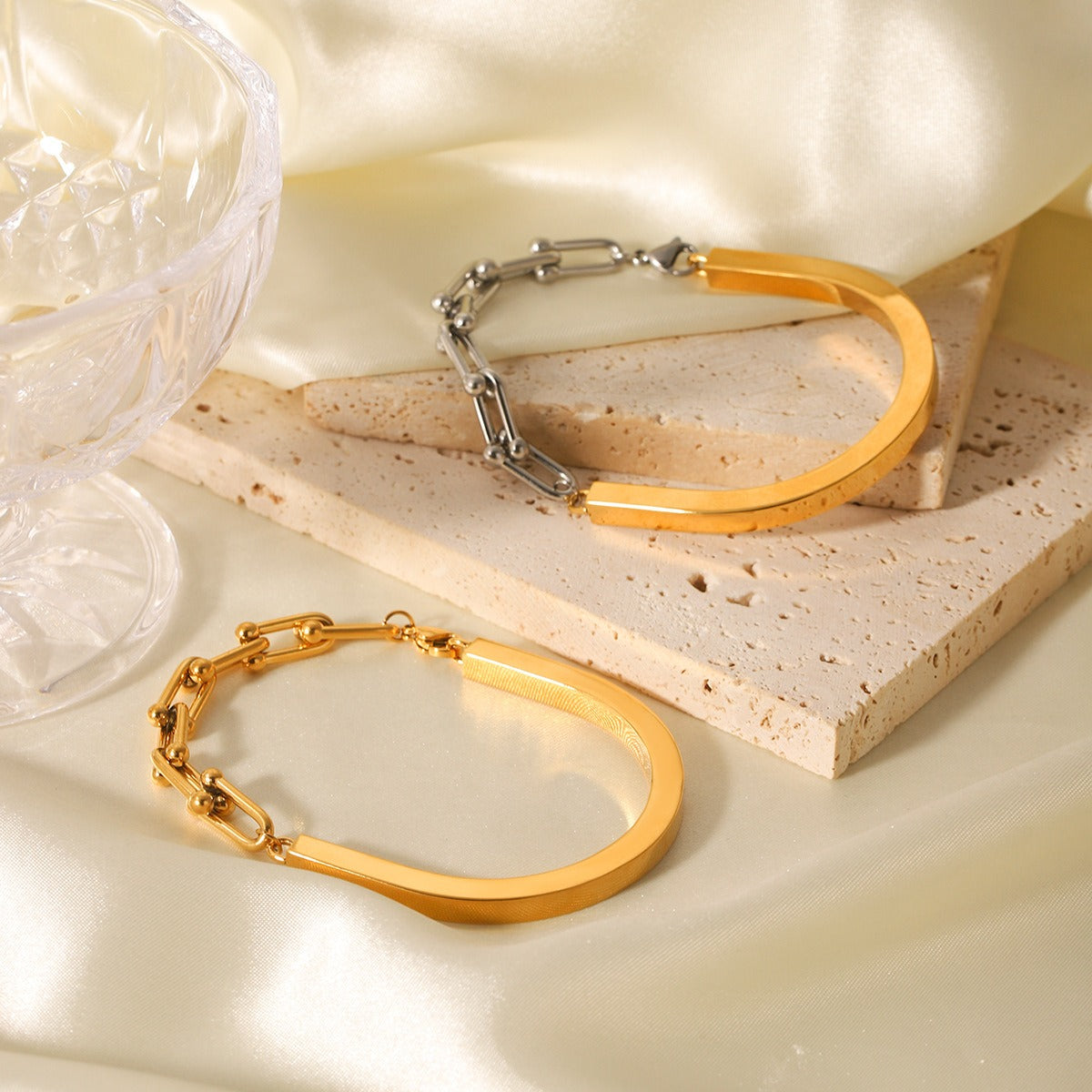 18K gold horseshoe buckle chain spliced U-shaped buckle bracelet