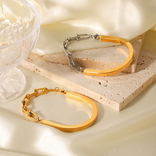 18K gold horseshoe buckle chain spliced U-shaped buckle bracelet