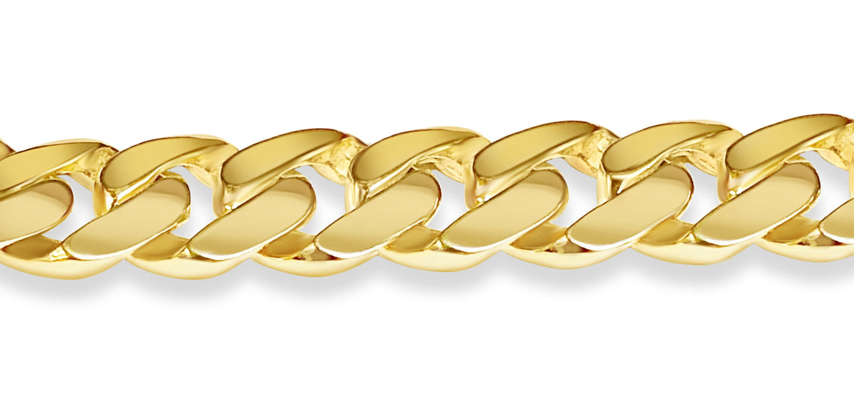 Curb Solid White/Yellow/Rose Gold Handmade Bracelet , 11mm, 6.5-10 Inch
