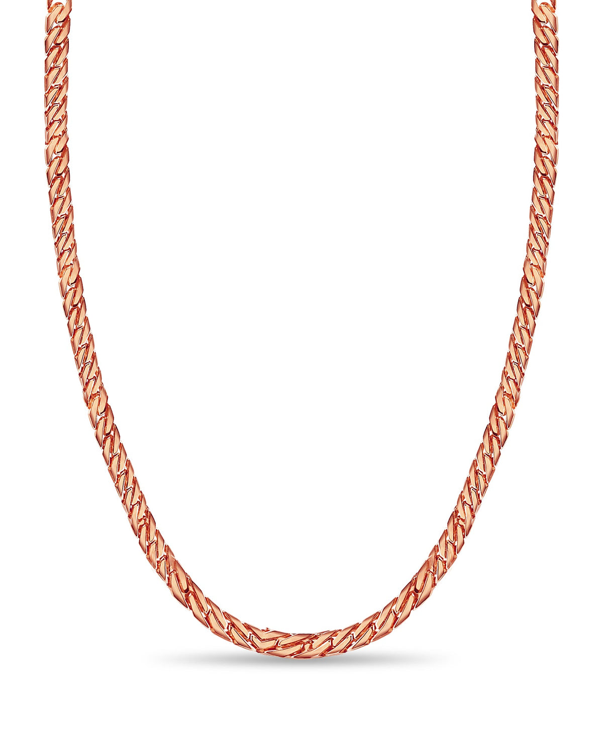 Curb Solid White/Yellow/Rose Gold Handmade Necklace , 8mm, 16-30 Inch