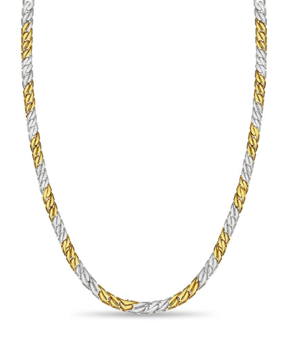 Curb Solid White/Yellow/Rose Gold Handmade Necklace , 8mm, 16-30 Inch