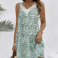 Women’s Lace Patchwork Floral Print Dress