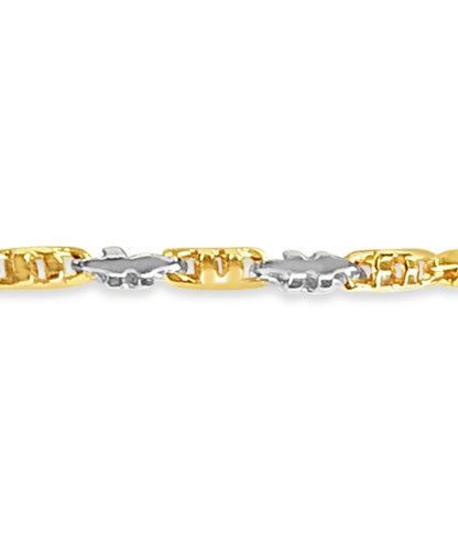Anchor Mariner Solid White/Yellow/Rose Gold Handmade Necklace , 6mm, 16-30 Inch