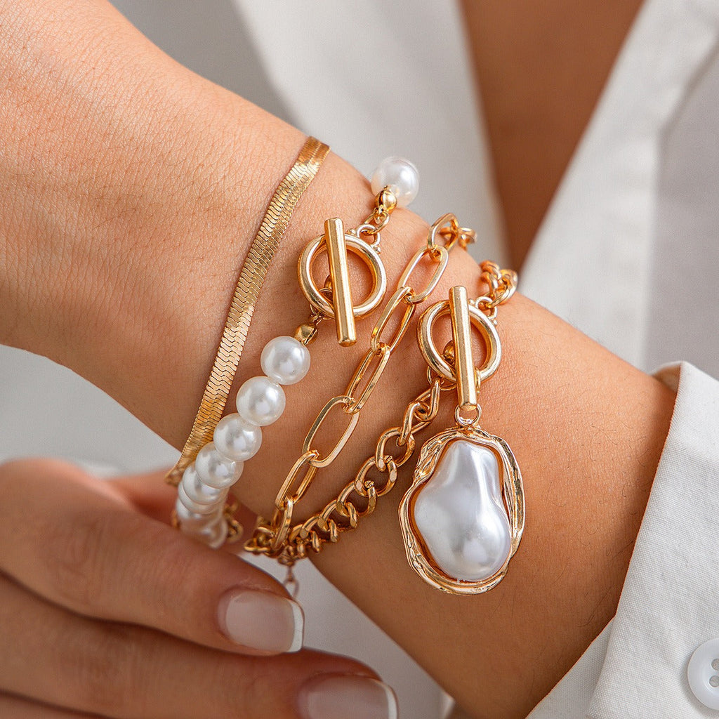 Imitation Pearl Stacking Bracelet