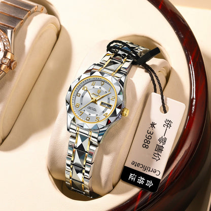 Waterproof Luminous Dual-Date Womens Quartz Watch