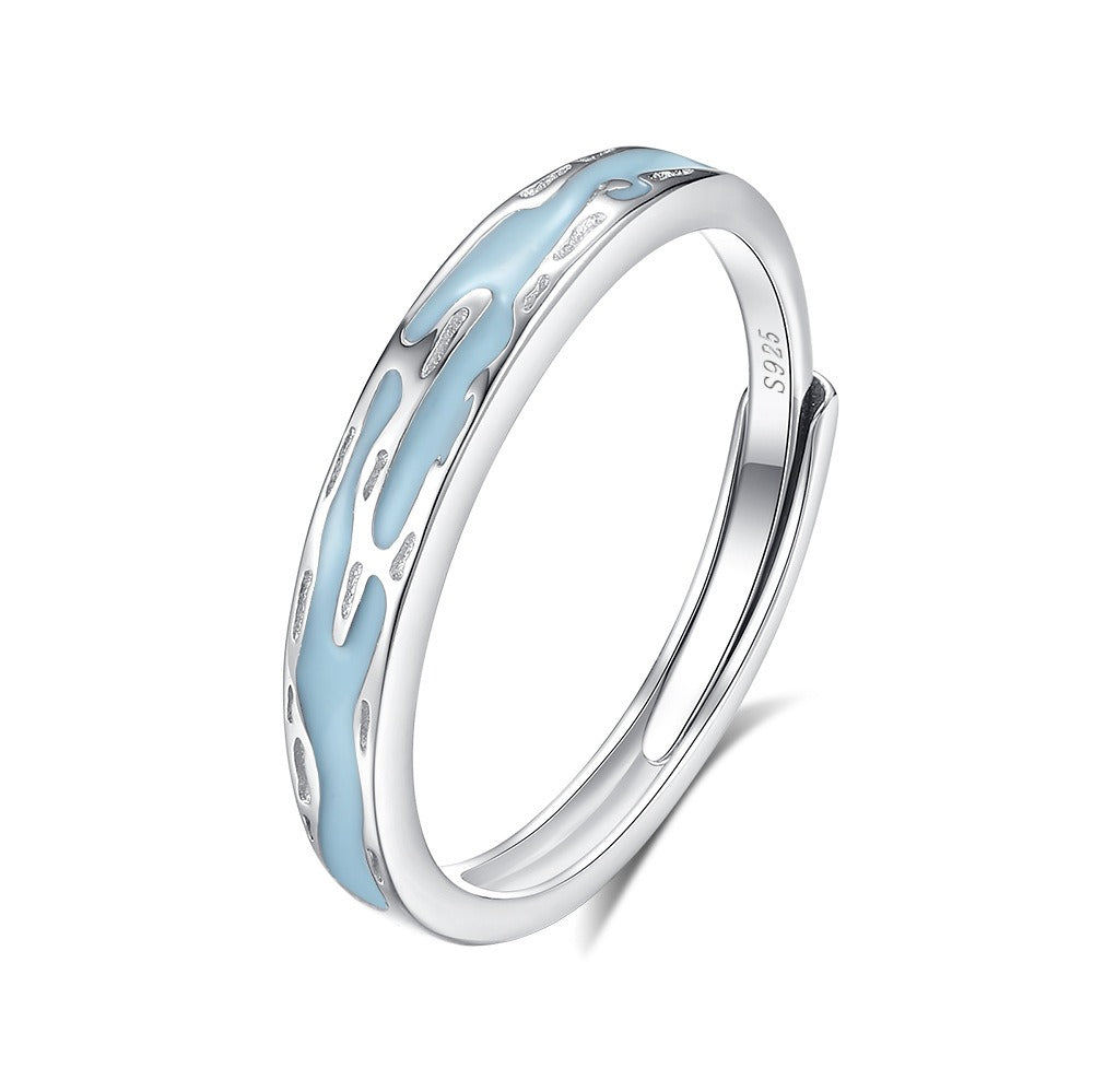 S925 sterling silver Jiangnan Misty Rain fluorescent couple ring
