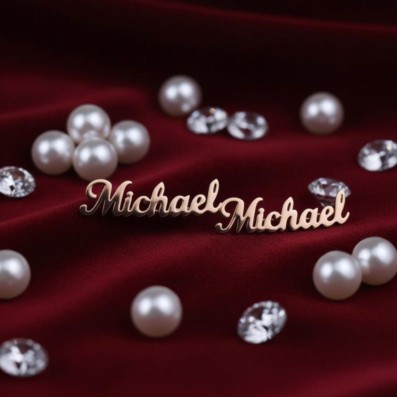 Custom Engraved Script Name Stud Earrings