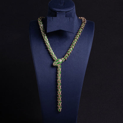 S925 Silver Snake-Shaped Enamel Necklace