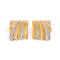 18K gold geometric shape with gold and silver color matching design classic personality earrings