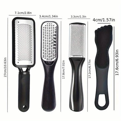 4-Piece Stainless Steel Foot File Set – Callus & Dead Skin Remover