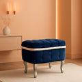 Blue 29.5 Inch Upholstered Storage Ottoman Cushion