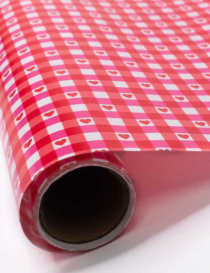 Oh Deer and Red Gingham Hearts Gift Wrap - 2 Pack