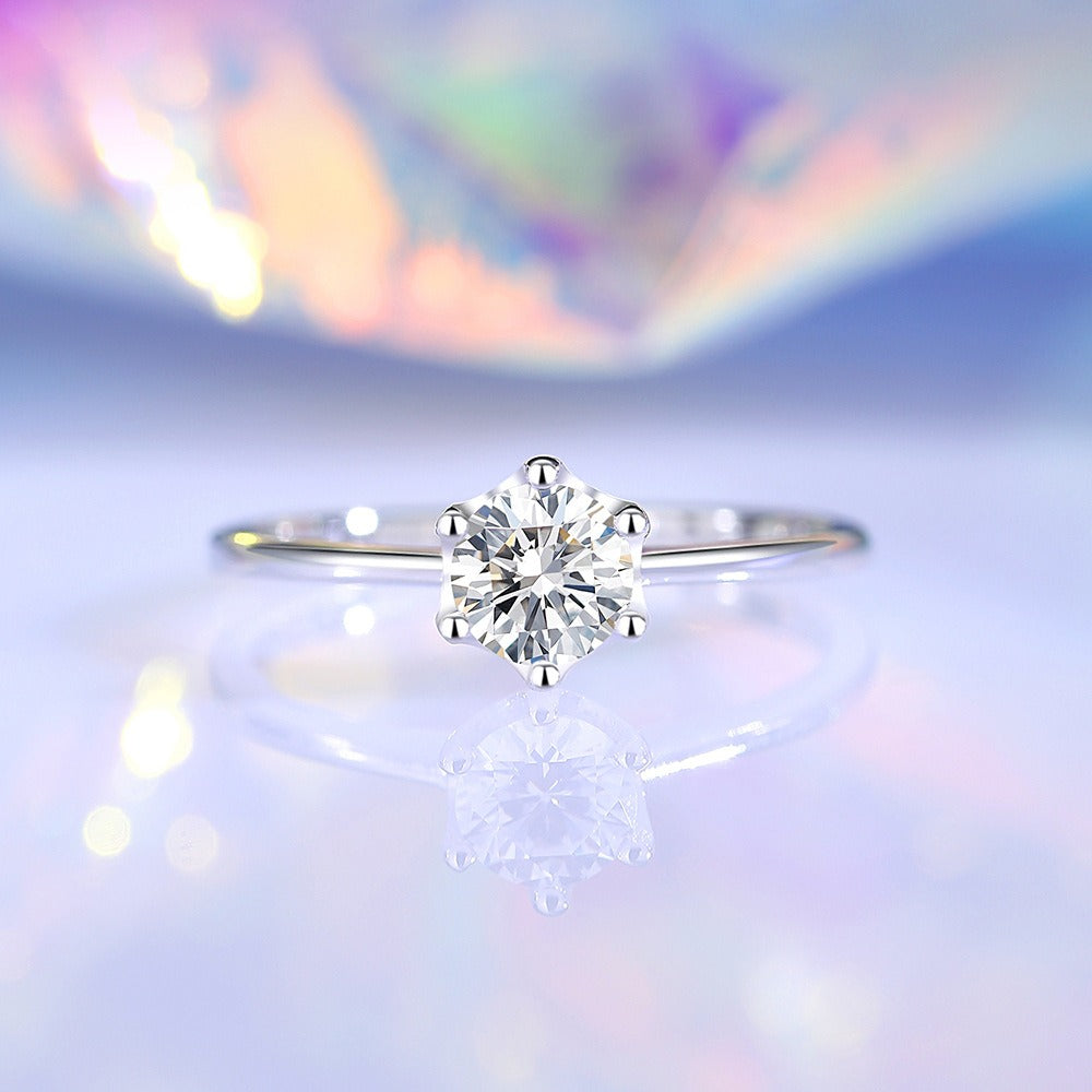 S925 Silver Premium Triangular Diamond Ring