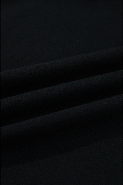 Black Varsity Baseball Bow Graphic Striped Sleeve Baggy Sweatshirt