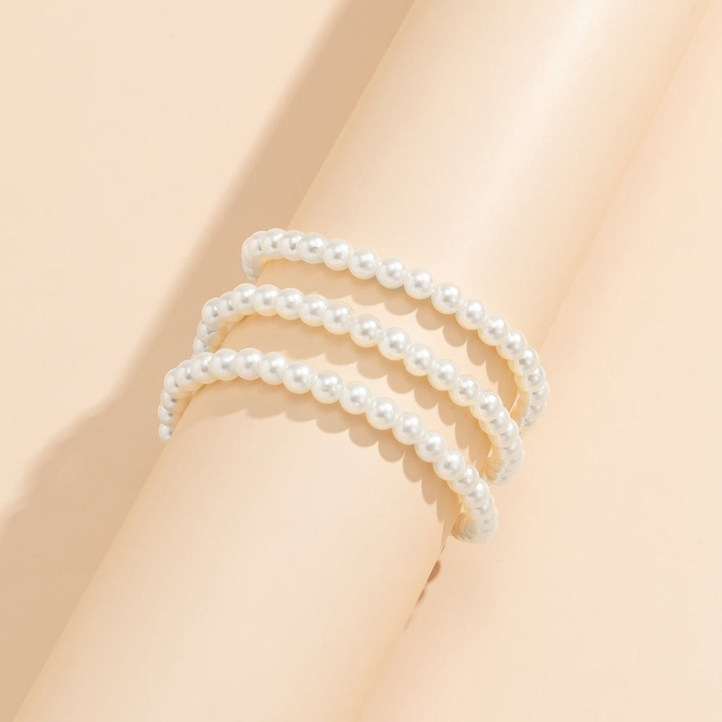 Temperament Imitation Pearl Beaded Tassel Anklet