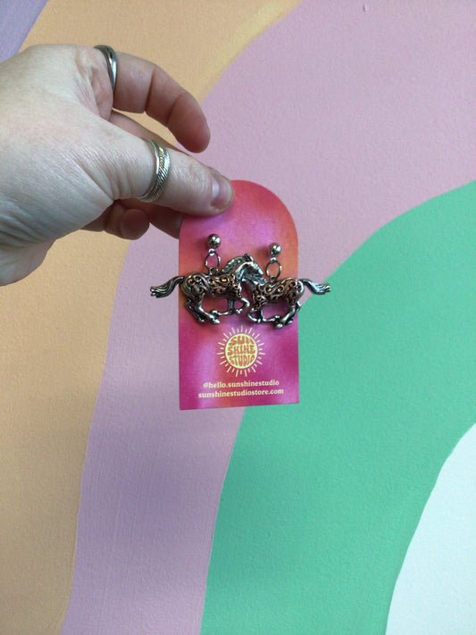 Metal Horse Earrings