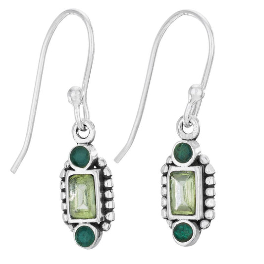 Peridot and Emerald Sterling Silver Earring
