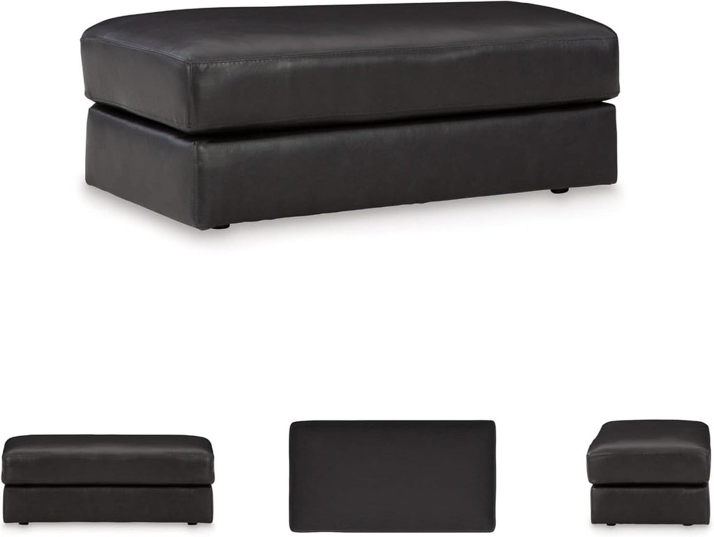 Contemporary Black Cushioned Rectangular Ottoman Finish