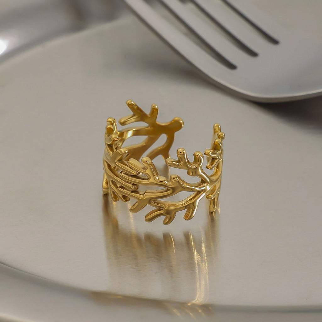 18k gold titanium steel ring