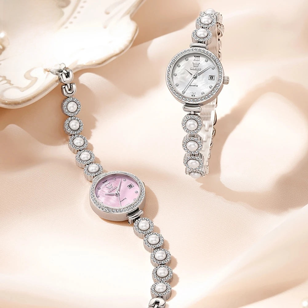 Women's Pearl-Effect Crystal Bracelet Watch