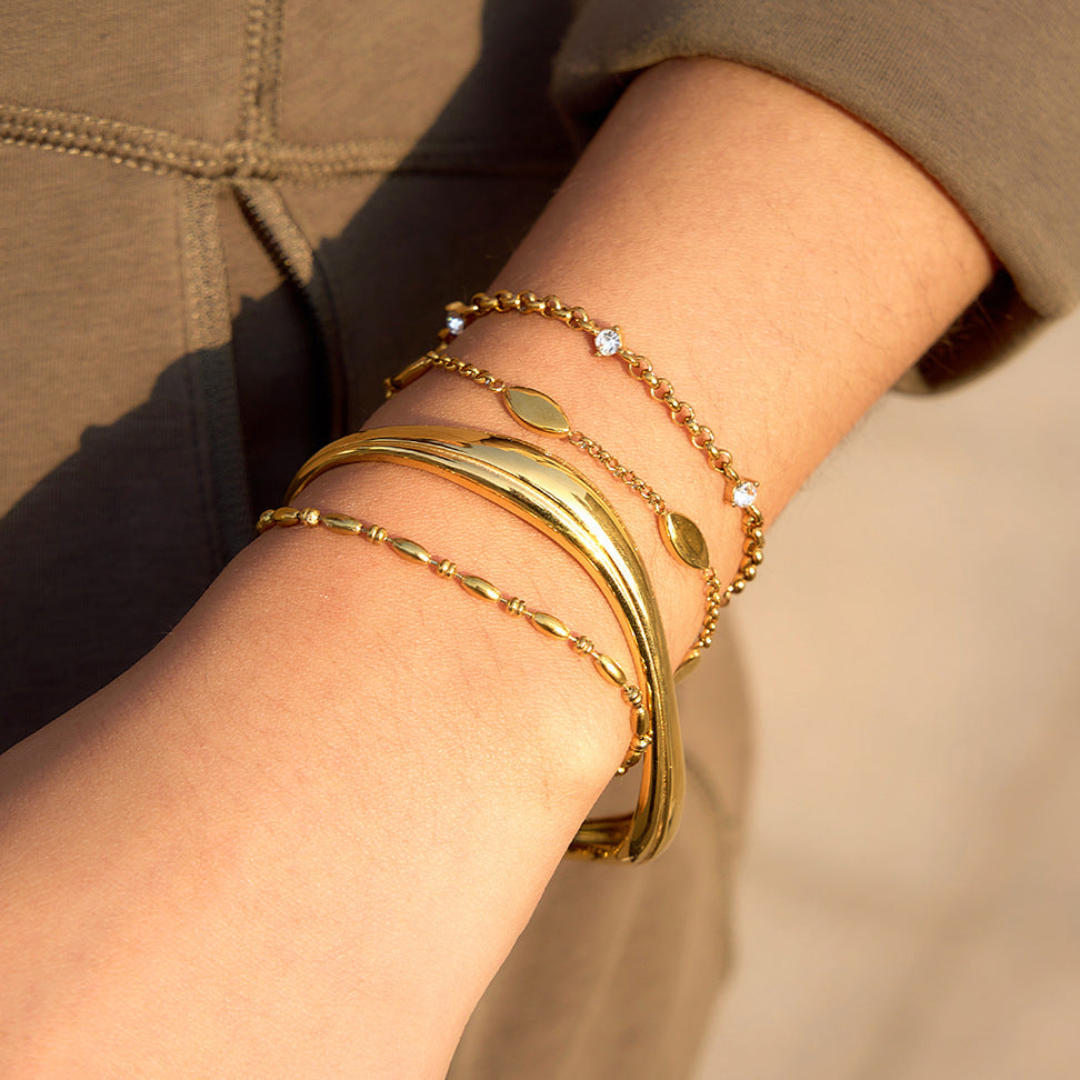 Gold Wave Open Cuff Bracelet Collection