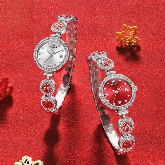 Women's Medallion Bracelet Crystal Quartz Watch