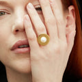 18k gold titanium steel pearl ring