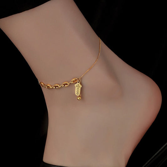 18k gold-plated titanium steel pendant anklet