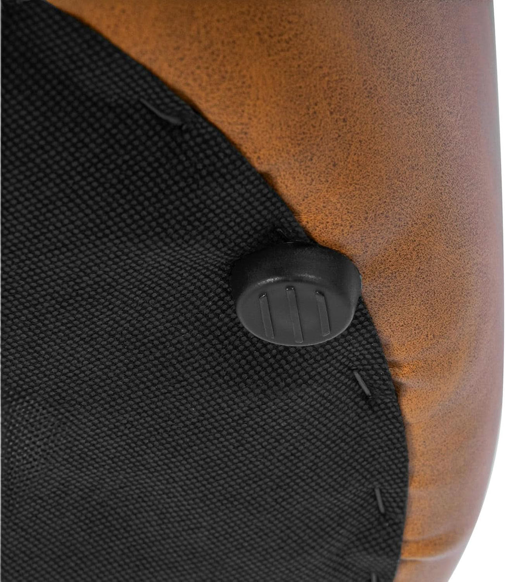 Round Upholstered Faux Leather Ottoman Footrest Camel