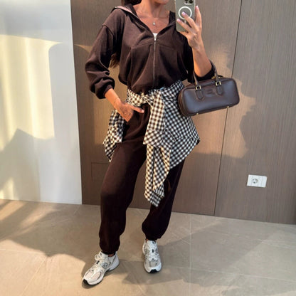 Women's Wide-Rib Knit Zip Hoodie & Jogger Pants Set