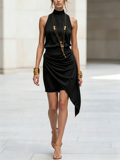 Women's Double-Layer Asymmetrical Hem Mini Skirt