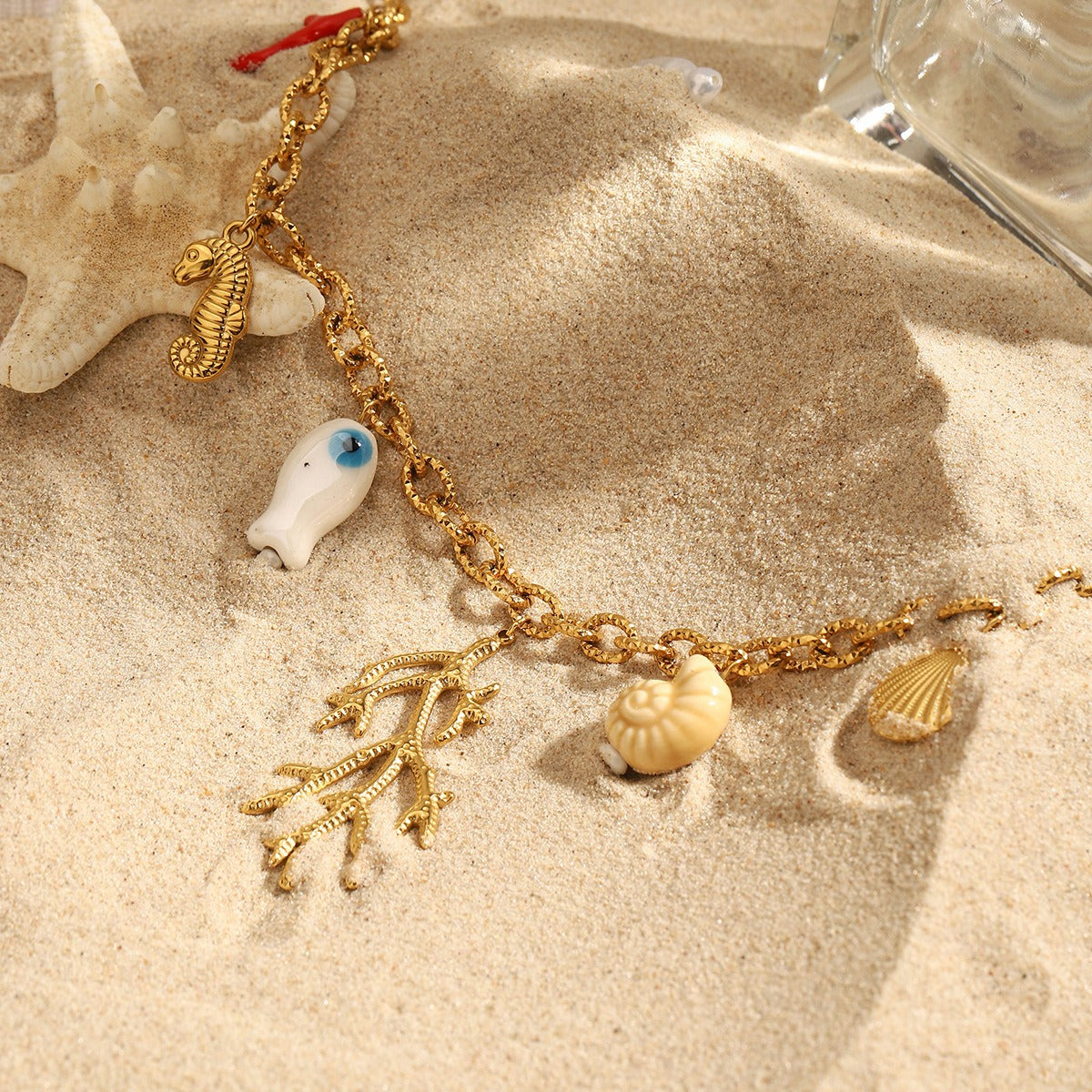 18K Gold Coral Shape Ocean Style Necklace