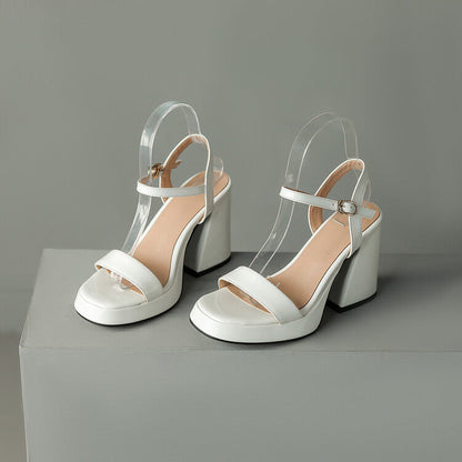 Women's Round Toe Chunky Heel Sandals – Buckle Strap Block Heel