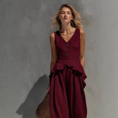 Women's Sleeveless Top & Wide-Leg Pants Two-Piece Set