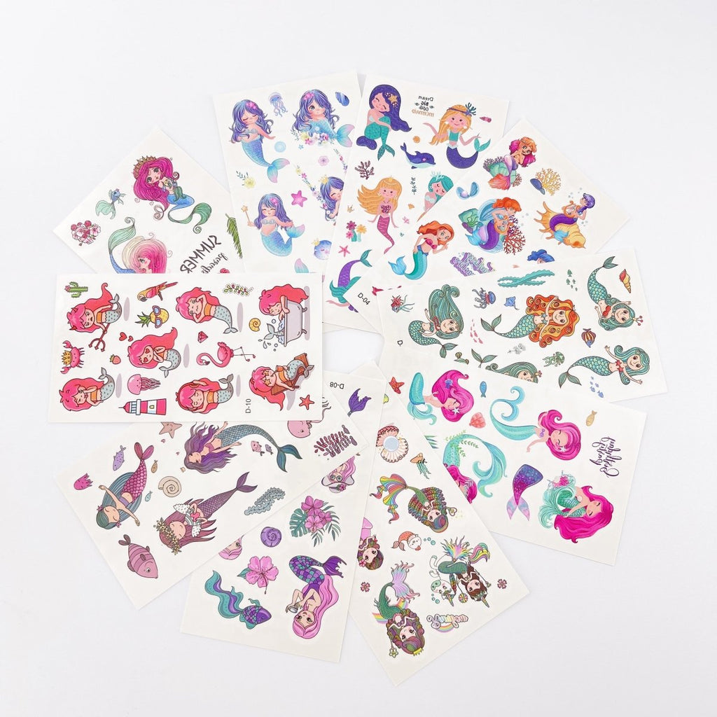 Mermaid Tattoos for Kids – 10 Sheets Party Favor Body Stickers