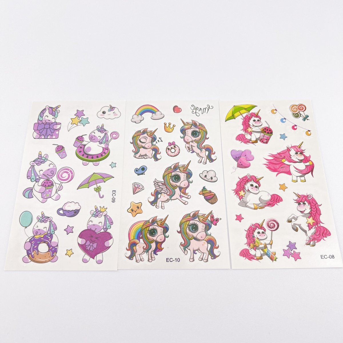 Cartoon Unicorn Tattoos – 10 Sheets for Girls Birthday Parties
