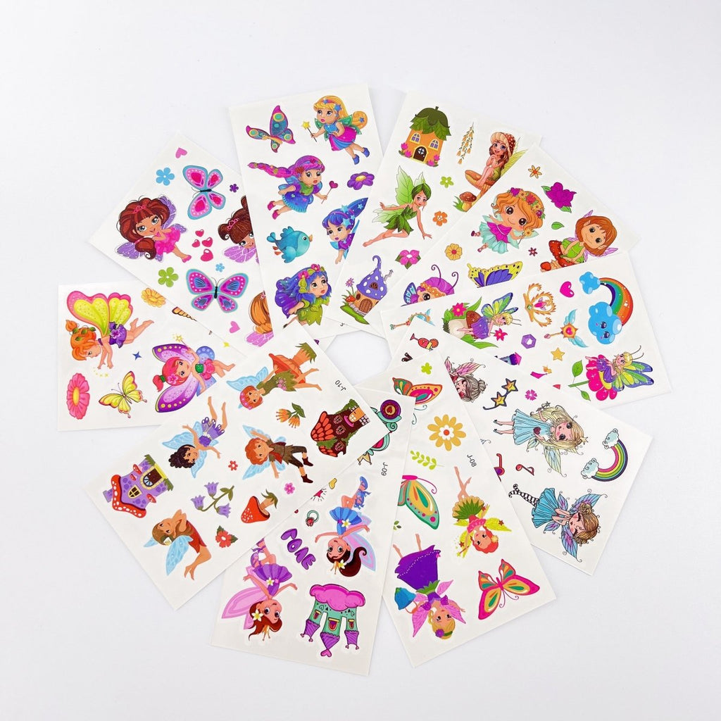 10 Fairy Tattoo Sheets – Non-Toxic Waterproof Kids Party Tattoos