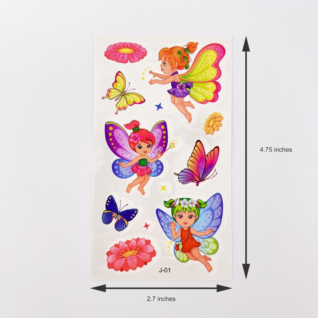10 Fairy Tattoo Sheets – Non-Toxic Waterproof Kids Party Tattoos