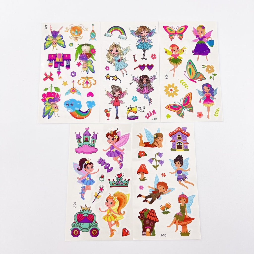 10 Fairy Tattoo Sheets – Non-Toxic Waterproof Kids Party Tattoos