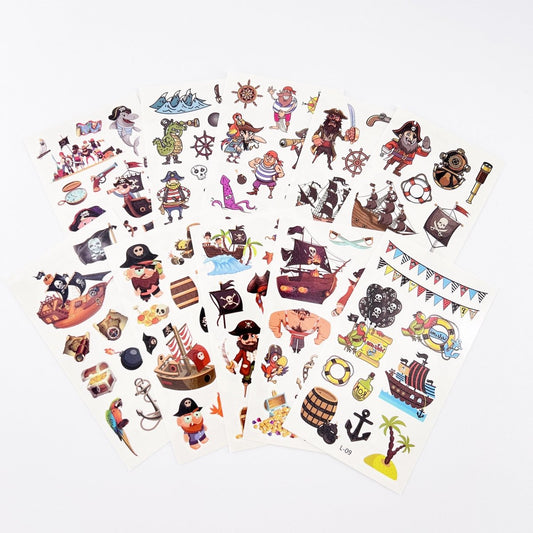 Cartoon Pirate Tattoos for Kids – 10 Waterproof Tattoo Sheets