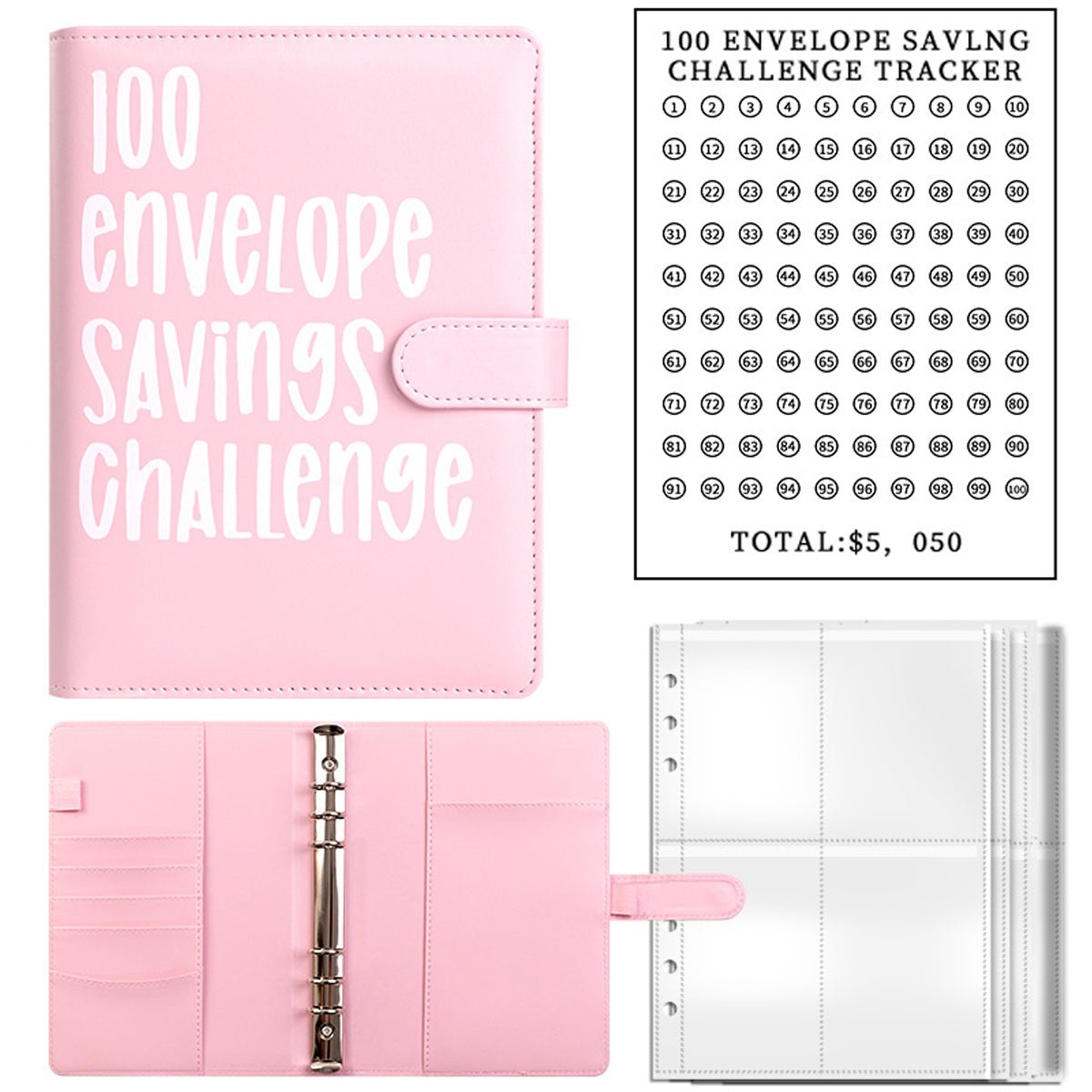 100 Envelope Challenge Binder – Budget Organizer for Cash Saving