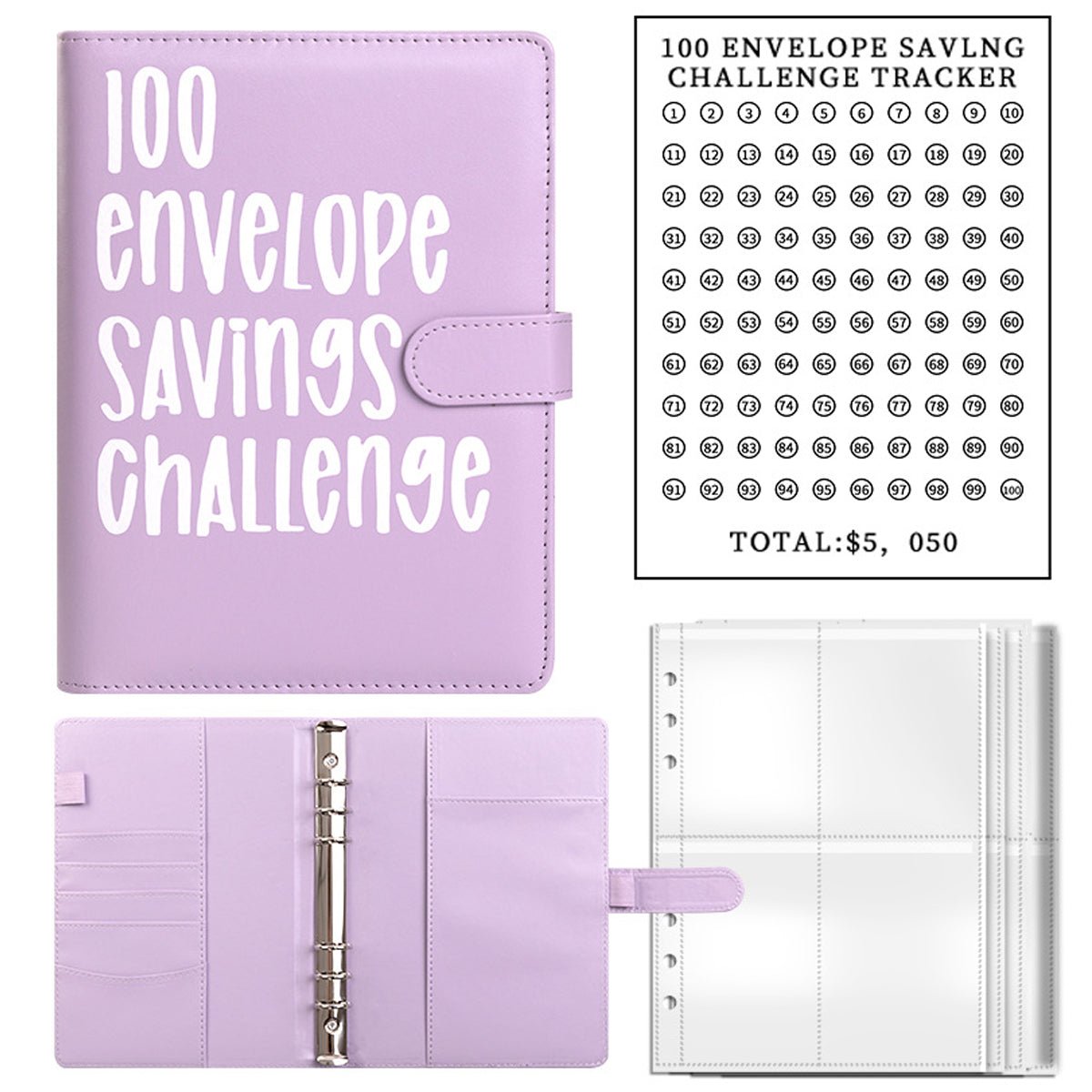 100 Envelope Challenge Binder – Budget Organizer for Cash Saving