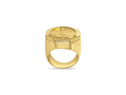 Fancy Solid White/Yellow/Rose Gold Handmade Coin Ring , 1/10oz Coin ,