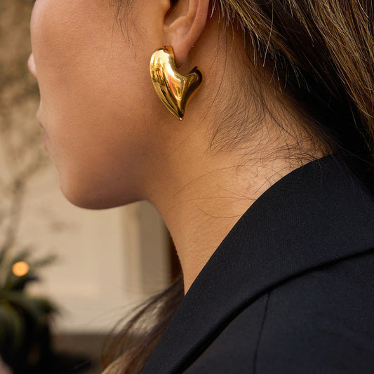 18K gold heart-shaped titanium steel stud earrings